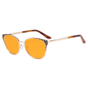 eyekeeper.com Cat-eye Blue Light Blocking Eyeglasses LX19045-BB98 Eyeglasses White Smoke Gold / without magnification