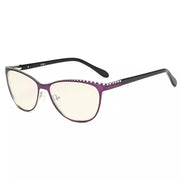 eyekeeper.com Cat-eye Blue Light Blocking Reading Glasses LX17014 Eyeglasses White Smoke Purple Silver / without magnification,Purple Silver / +0.50,Purple Silver / +0.75,Purple Silver / +1.00,Purple Silver / +1.25,Purple Silver / +1.50,Purple Silver / +1.75
