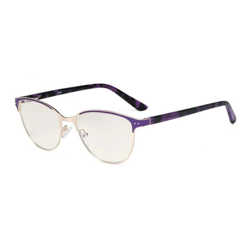 eyekeeper.com Cat-eye Blue Light Filter Eyeglasses LX19009-BB40 Eyeglasses White Smoke Purple / without magnification
