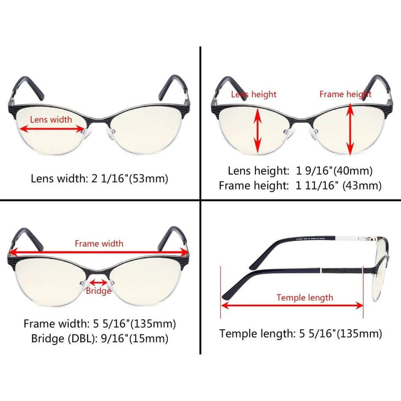 eyekeeper.com Cat-eye Blue Light Filter Eyeglasses LX19011-BB40 Eyeglasses White Smoke Black / without magnification,Purple / without magnification,Red / without magnification