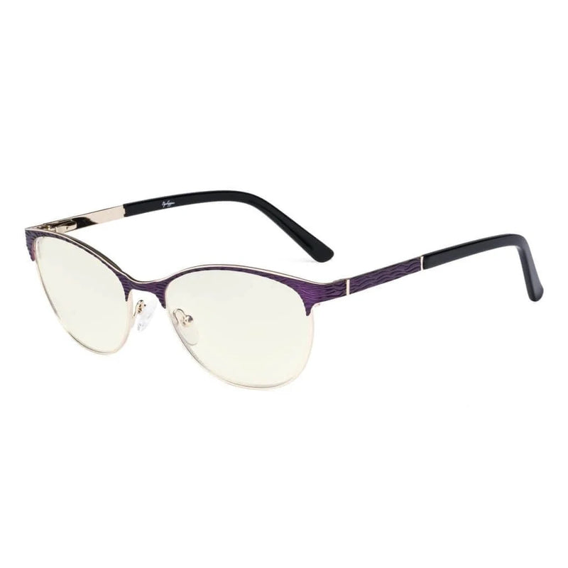 eyekeeper.com Cat-eye Blue Light Filter Eyeglasses LX19011-BB40 Eyeglasses White Smoke Purple / without magnification