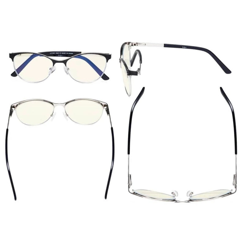 eyekeeper.com Cat-eye Blue Light Filter Eyeglasses LX19011-BB40 Eyeglasses White Smoke Black / without magnification,Purple / without magnification,Red / without magnification