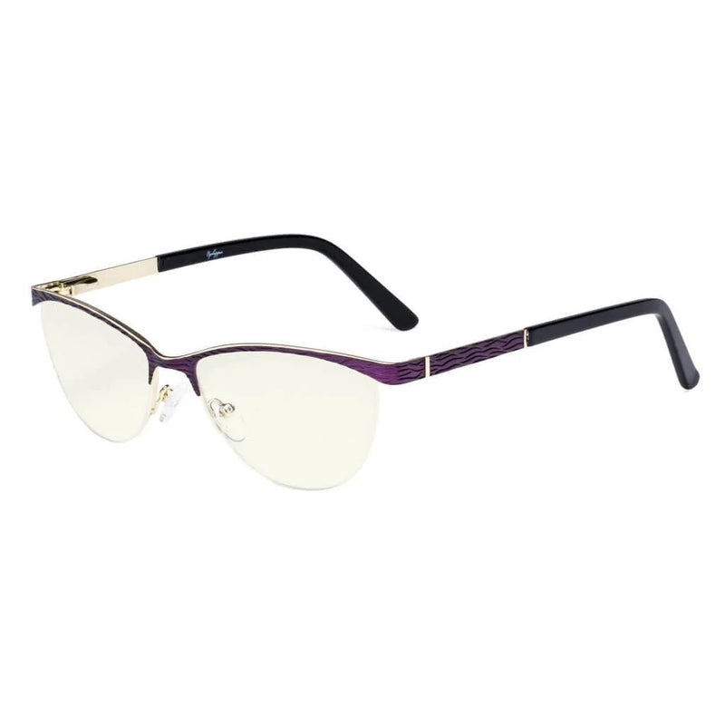 eyekeeper.com Cat-eye Blue Light Filter Eyeglasses LX19013-BB40 Eyeglasses White Smoke Purple / without magnification