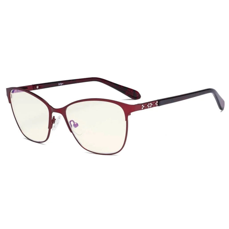 eyekeeper.com Cat-eye Blue Light Filter Eyeglasses LX19023-BB40 Eyeglasses White Smoke Red / without magnification