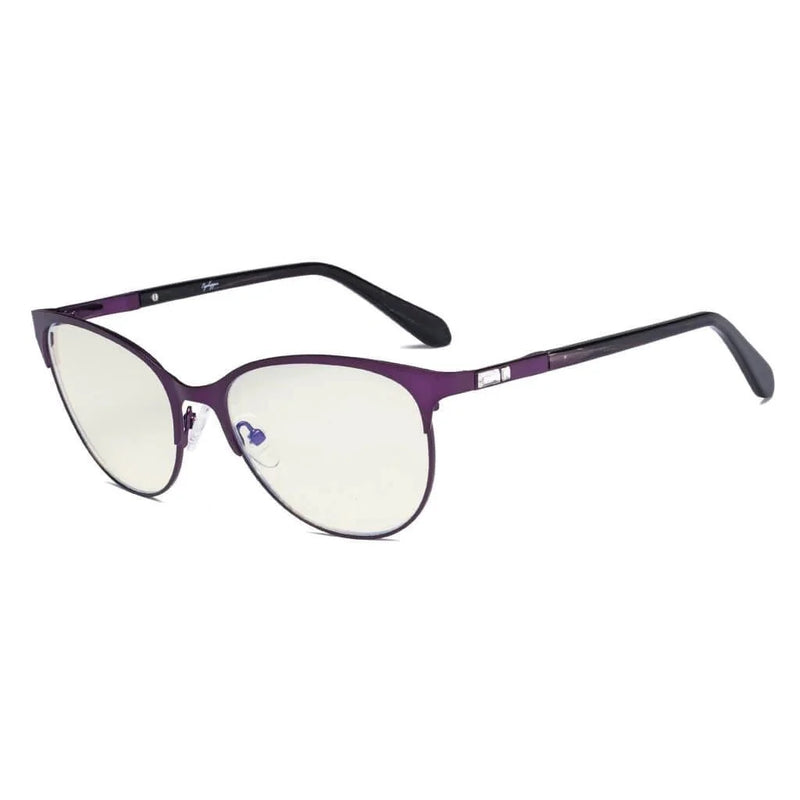 eyekeeper.com Cat-eye Blue Light Filter Eyeglasses LX19024-BB40 Eyeglasses White Smoke Purple / without magnification