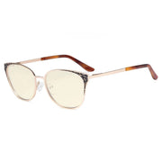 eyekeeper.com Cat-eye Blue Light Filter Eyeglasses LX19045-BB40 Eyeglasses White Smoke Gold / without magnification