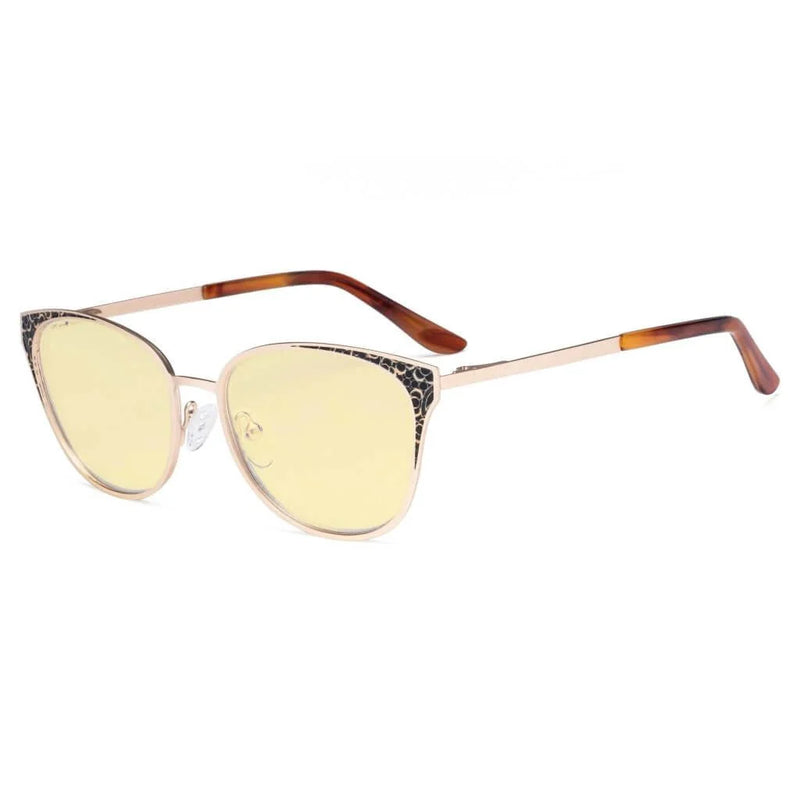 eyekeeper.com Cat-eye Blue Light Filter Glasses LX19045-BB60 Eyeglasses White Smoke Gold / without magnification