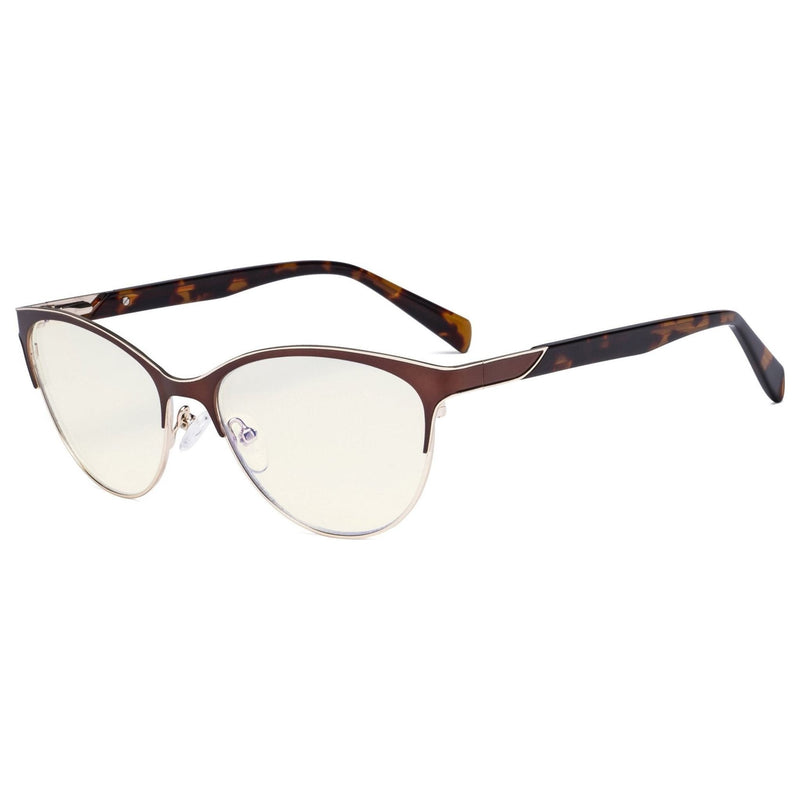 eyekeeper.com Cat-eye Blue Light Filter Eyeglasses LX19038-BB40 Eyeglasses Beige Brown / without magnification