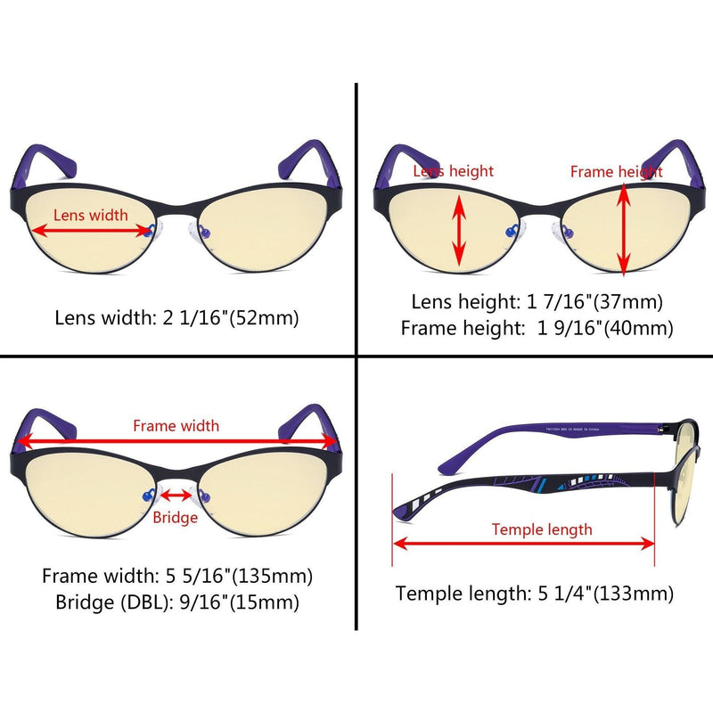 eyekeeper.com Metal Frame Cat-eye Blue Light Blocking Eyeglasses TM17004 Eyeglasses Antique White Black Purple / without magnification,Blue / without magnification,Gold Brown / without magnification,Red / without magnification