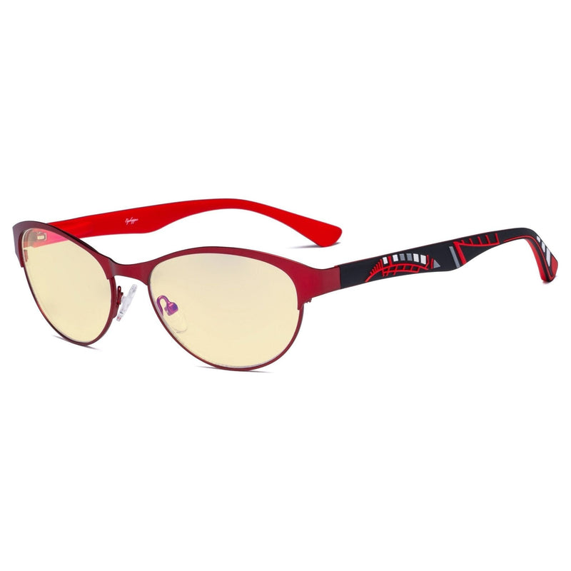 eyekeeper.com Metal Frame Cat-eye Blue Light Blocking Eyeglasses TM17004 Eyeglasses Wheat Red / without magnification