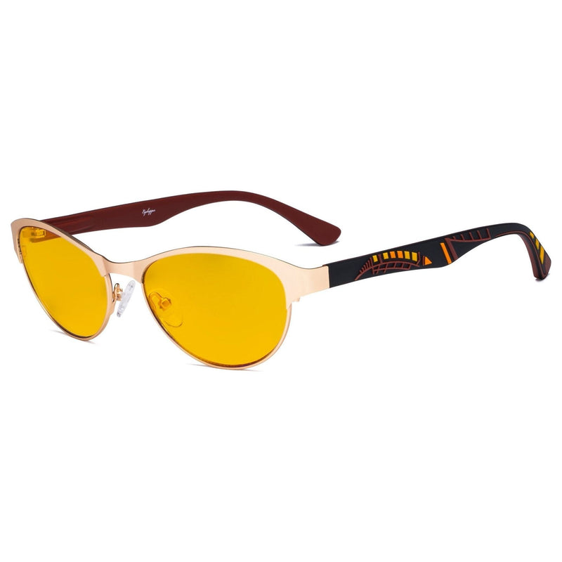 eyekeeper.com Cat-eye Blue Light Blocking Reading Glasses HP17004 Eyeglasses Orange Gold Brown / without magnification