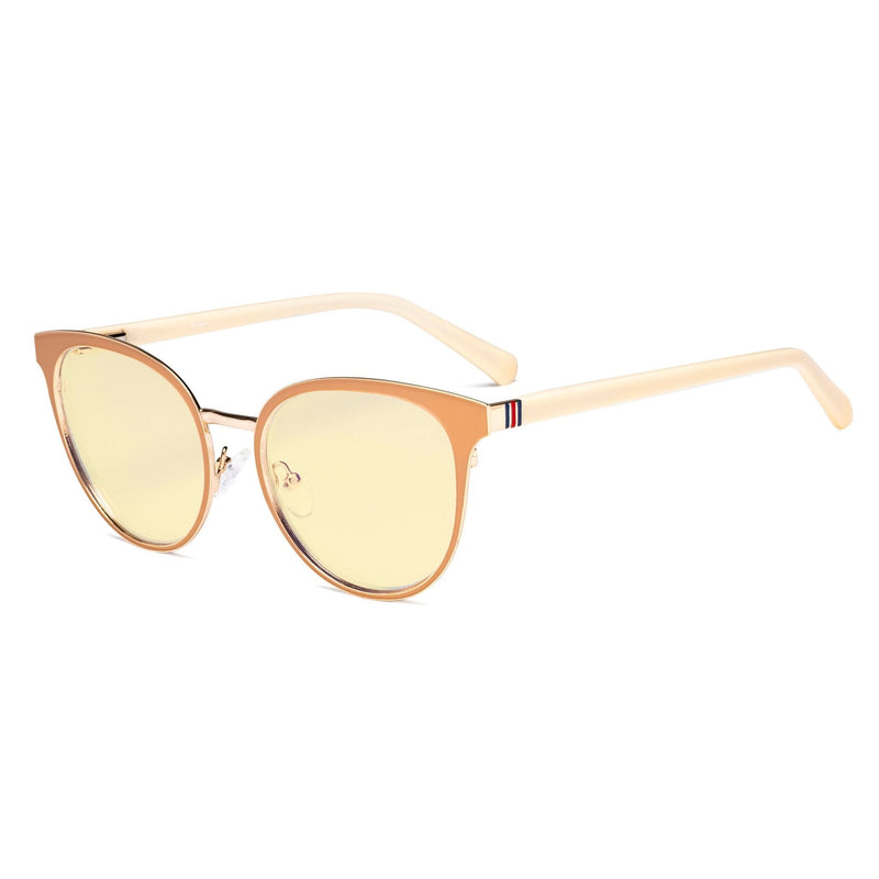eyekeeper.com Cat-eye Blue Light Blocking Eyeglasses LX19005-BB60 Eyeglasses White Smoke Beige / without magnification