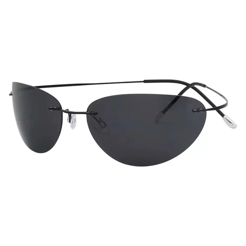 eyekeeper.com Cat-eye Rimless Titanium Frame Polarized Sunglasses S1506 Sunglasses White Smoke Black Frame Grey Lens / without magnification