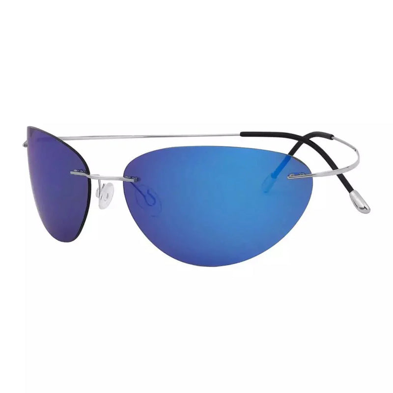 eyekeeper.com Cat-eye Rimless Titanium Frame Polarized Sunglasses S1506 Sunglasses White Smoke Blue / without magnification