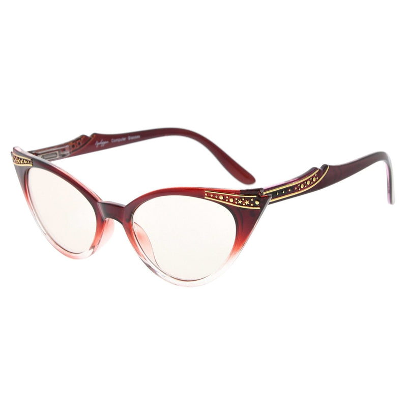 eyekeeper.com Cat-eye Blue Light Filter Reading Glasses CG914 Eyeglasses White Smoke Red / +0.50