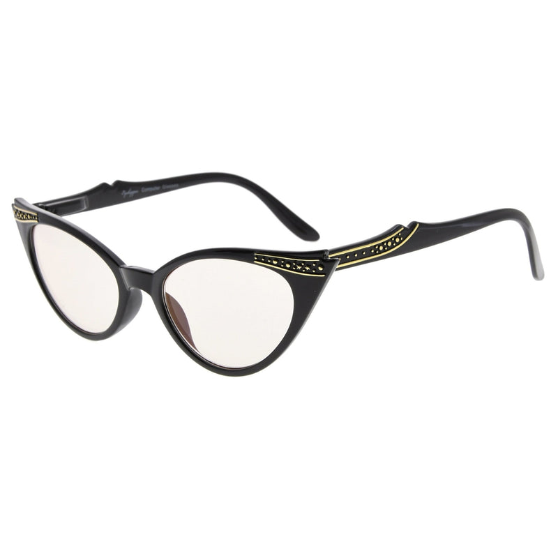 eyekeeper.com Cat-eye Blue Light Filter Reading Glasses CG914 Eyeglasses White Smoke Black / without magnification,Black / +0.50