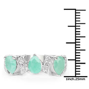 Bids.com 1.87 Carat Genuine Emerald and White Topaz .925 Sterling Silver Ring Rings White Smoke size 6.00,size 6.50,size 8.00,size 7.00