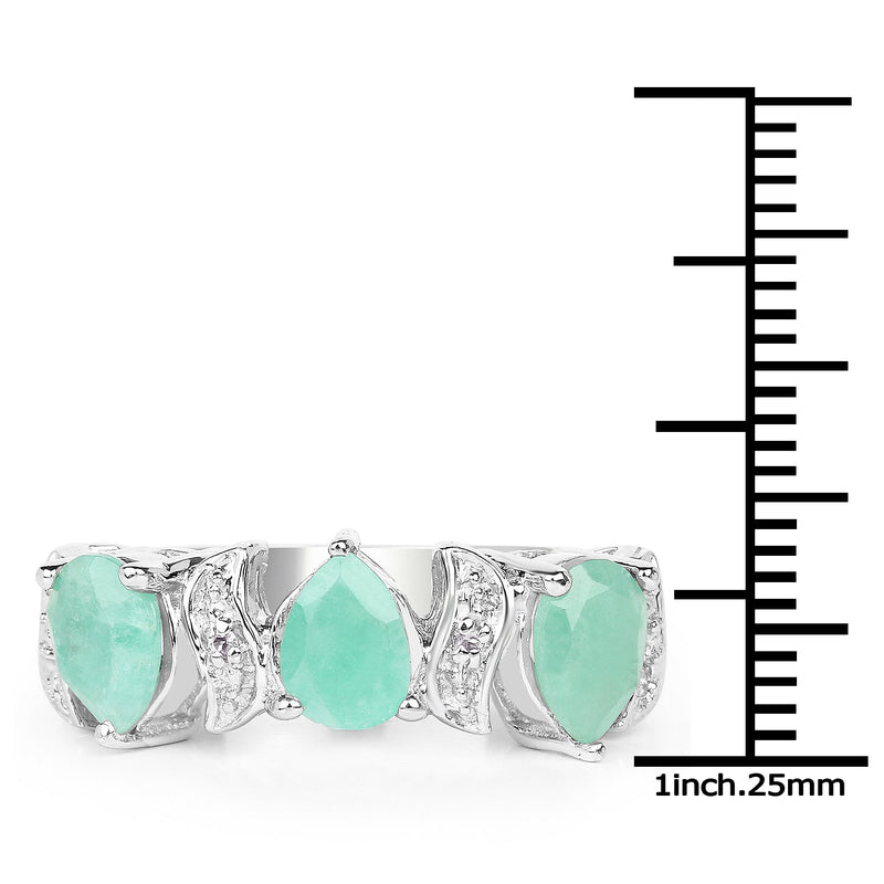 Bids.com 1.87 Carat Genuine Emerald and White Topaz .925 Sterling Silver Ring Rings White Smoke size 6.00,size 6.50,size 8.00,size 7.00
