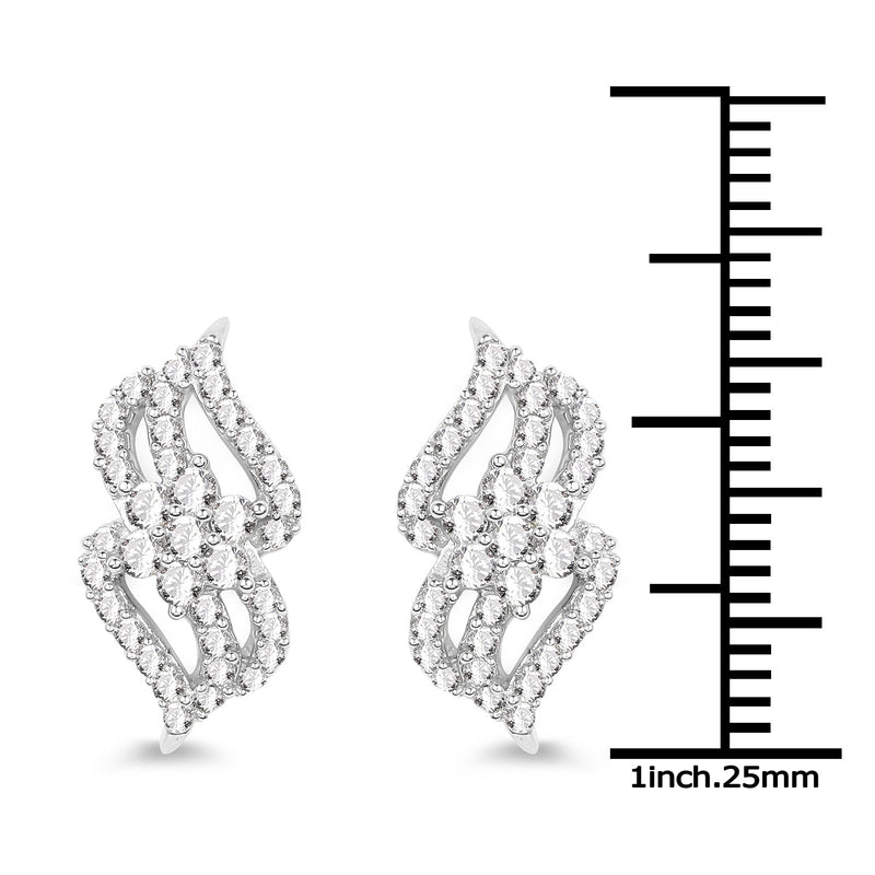 Bids.com 0.68 Carat Genuine White Diamond 14K White Gold Earrings (G-H Color, SI1-SI2 Clarity) Earrings White Smoke