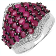 Bids.com 2.76 Carat Genuine Ruby & White Topaz .925 Sterling Silver Ring Rings White Smoke size 7.00,size 6.00,size 8.00,size 9.00