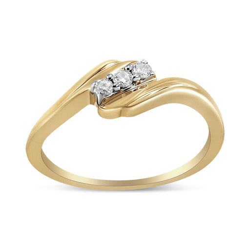 Bids.com 10K Yellow Gold over .925 Sterling Silver 1/10 Cttw Diamond Three-Stone Bypass Fashion Cocktail Ring ( I-J Color, I2-I3 Clarity) - Size 6 Rings White Smoke 6.5 / Yellow.Sterling Silver,8 / Yellow.Sterling Silver,6 / Yellow.Sterling Silver,7 / Yellow.Sterling Silver,7.5 / Yellow.Sterling Silver