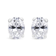 Bids.com 14K White Gold 1.00 Cttw Lab Grown Oval Solitaire Diamond Stud Earrings (F-G Color, VS2-SI1 Clarity) Earrings White Smoke White.Gold / 0.5