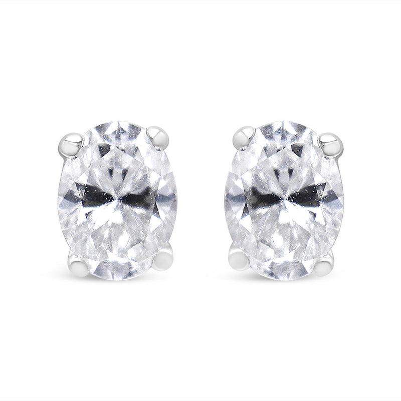 Bids.com 14K White Gold 1.00 Cttw Lab Grown Oval Solitaire Diamond Stud Earrings (F-G Color, VS2-SI1 Clarity) Earrings White Smoke White.Gold / 0.5