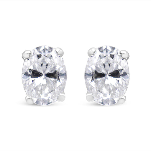 Bids.com 14K White Gold 1.00 Cttw Lab Grown Oval Solitaire Diamond Stud Earrings (F-G Color, VS2-SI1 Clarity) Earrings White Smoke White.Gold / 0.5