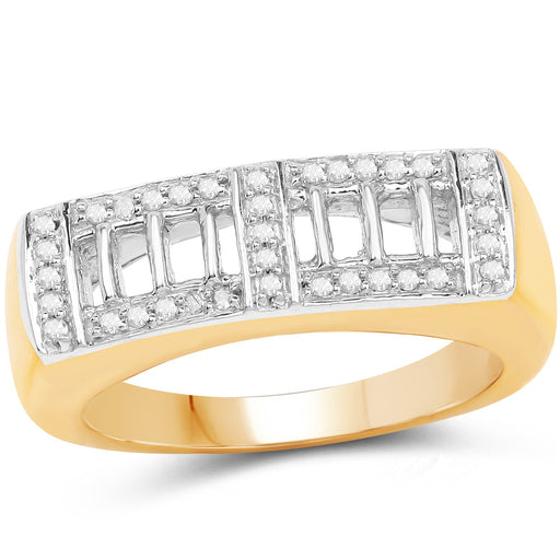 Bids.com 14K Yellow Gold Plated 0.19 Carat Genuine White Diamond .925 Sterling Silver Ring Rings White Smoke size 9.00,size 11.00,size 6.00,size 7.00,size 8.00,size 10.00