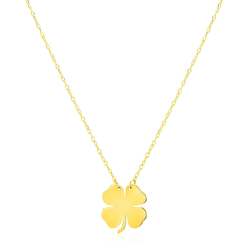 Bids.com 14K Yellow Gold Four Leaf Clover Necklace Necklaces White Smoke 18 / Yellow Gold