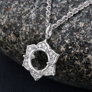 Bids.com 0.14 Carat Genuine White Diamond 14K White Gold Semi Mount Pendant - holds 8.00mm Round Gemstone Pendants Black