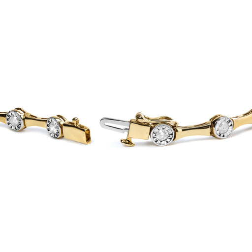 Bids.com 10K Yellow Gold Plated .925 Sterling Silver 1.0 Cttw Miracle Set Diamond Bezel Style Station Link Bracelet (H-I Color, I3 Clarity) - Size 7" Bracelets White Smoke Yellow.Sterling Silver / 7