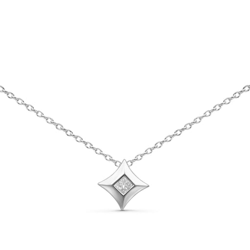 Bids.com 10K Yellow Gold 1/5 Cttw Bezel Set Princess Diamond Kite Shaped Solitaire Pendent Necklace Necklaces White Smoke White.Gold / 18