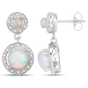 Bids.com 2.27 Carat Genuine Ethiopian Opal and White Diamond .925 Sterling Silver Earrings Earrings White Smoke