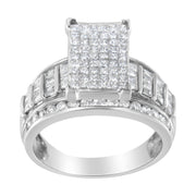 Bids.com 14K White Gold 2.0 Cttw Mixed-Cut Diamond Rectangle Invisible-Set Composite Cluster Ring with Bar- and Channel-Set Band (H-I Color, SI2-I1 Clarity) - Size 5 Rings White Smoke 9.5 / White.Gold,7.5 / 14k White Gold,5 / White.Gold,7 / White.Gold