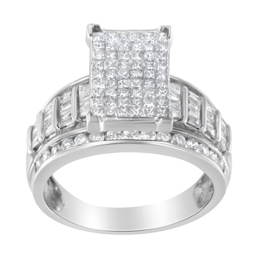 Bids.com 14K White Gold 2.0 Cttw Mixed-Cut Diamond Rectangle Invisible-Set Composite Cluster Ring with Bar- and Channel-Set Band (H-I Color, SI2-I1 Clarity) - Size 5 Rings White Smoke 9.5 / White.Gold,7.5 / 14k White Gold,5 / White.Gold,7 / White.Gold