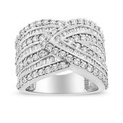 Bids.com .925 Sterling Silver 2 3/8 Cttw Diamond Multi Row Overlay Band Ring ( J-K Color, I3 Clarity) - Ring Size 7 Rings Light Gray 7 / White.Sterling Silver,6 / White.Sterling Silver,8 / White.Sterling Silver,9 / White.Sterling Silver