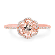 Bids.com 0.54 Carat Genuine Morganite and White Diamond 14K Rose Gold Ring Rings White Smoke size 7.00,size 6.00,size 8.00,size 5.00,size 9.00