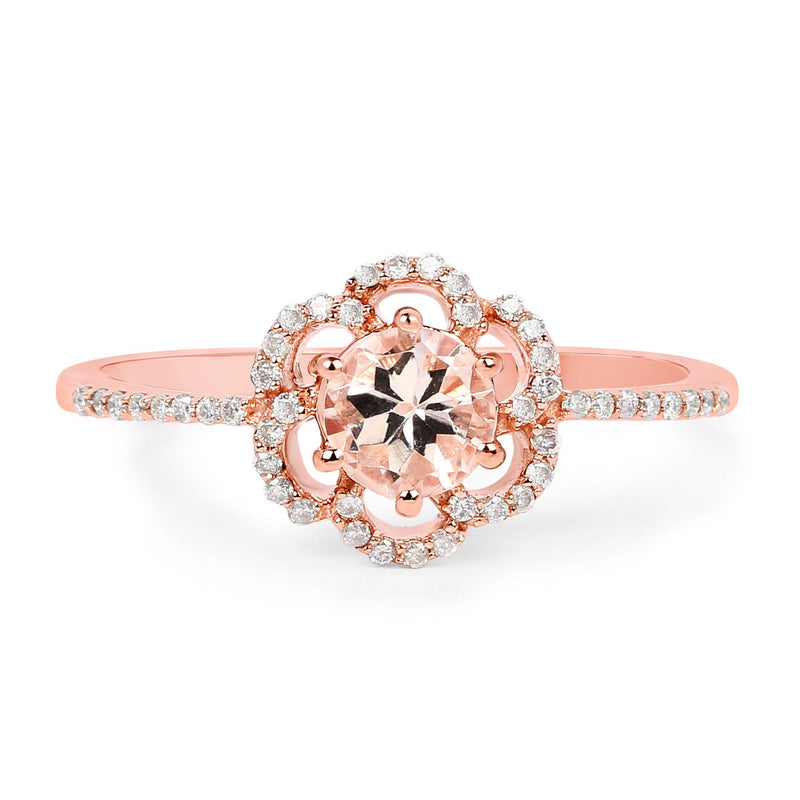 Bids.com 0.54 Carat Genuine Morganite and White Diamond 14K Rose Gold Ring Rings White Smoke size 7.00,size 6.00,size 8.00,size 5.00,size 9.00