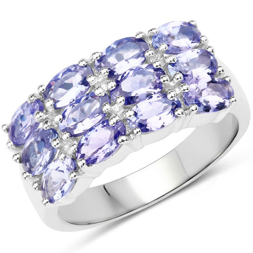 Bids.com 3.00 Carat Genuine Tanzanite .925 Sterling Silver Ring Rings White Smoke size 6.00,size 8.00,size 7.00,size 9.00,size 5.00,size 10.00