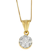 Bids.com 14K Yellow Gold 1/2 cttw Round Cut Diamond Circle Pendant Necklace (H-I, I1-I2) Necklaces White Smoke Yellow.Gold / 18