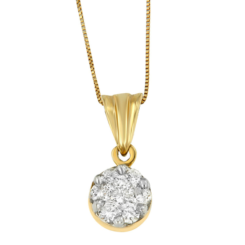 Bids.com 14K Yellow Gold 1/2 cttw Round Cut Diamond Circle Pendant Necklace (H-I, I1-I2) Necklaces White Smoke Yellow.Gold / 18