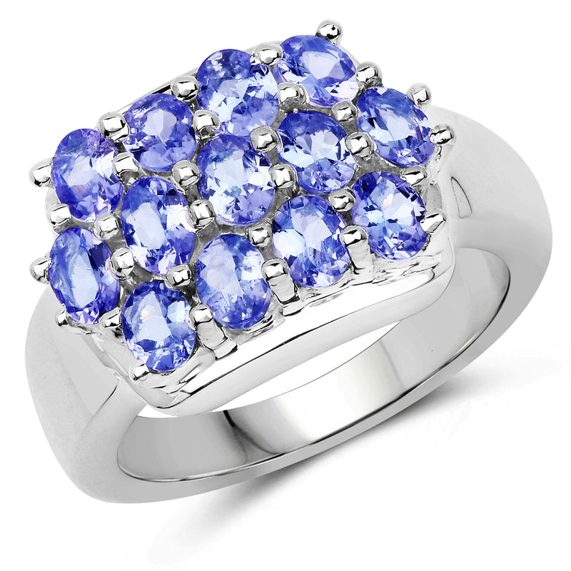 Bids.com 2.21 Carat Genuine Tanzanite .925 Sterling Silver Ring Rings White Smoke size 6.00,size 5.75,size 7.00,size 8.00,size 9.00