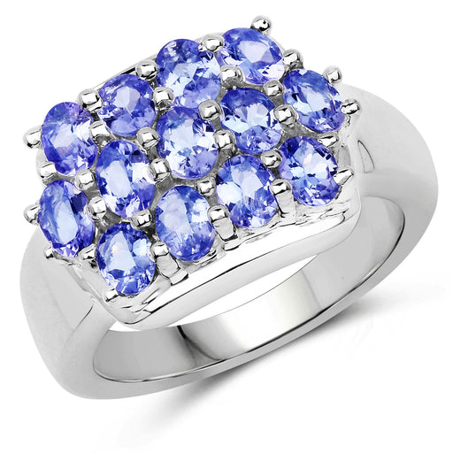 Bids.com 2.21 Carat Genuine Tanzanite .925 Sterling Silver Ring Rings White Smoke size 6.00,size 5.75,size 7.00,size 8.00,size 9.00