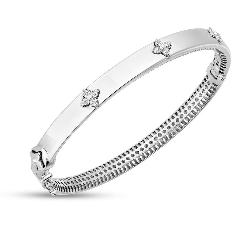 Bids.com 14k White Gold Trilogy Diamond Bangle (5.40 mm) Bracelets White Smoke 7 / White Gold