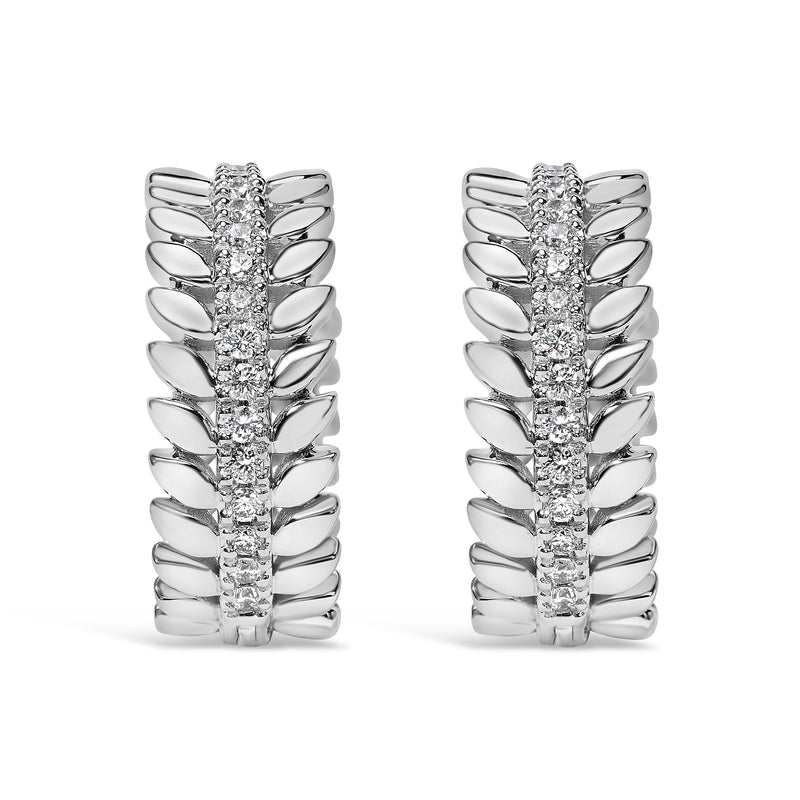 Bids.com 14K White Gold 1/4 Cttw Lab Grown Diamond Leafy Wreath Hoop Earrings (F-G Color, VS1-VS2 Clarity) Earrings White Smoke White.Gold / 0.27
