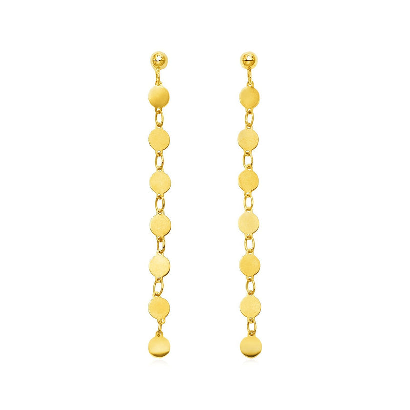 Bids.com 14k Yellow Gold Post Dangle Earrings with Polished Circles Earrings White Smoke Yellow Gold