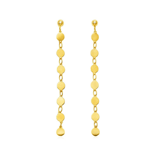 Bids.com 14k Yellow Gold Post Dangle Earrings with Polished Circles Earrings White Smoke Yellow Gold