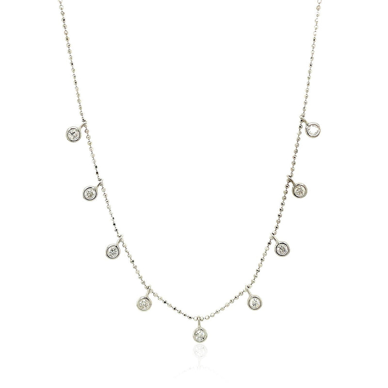 Bids.com 14k White Gold Necklace with Round Diamond Charms Necklaces White Smoke 16 / White Gold,18 / White Gold