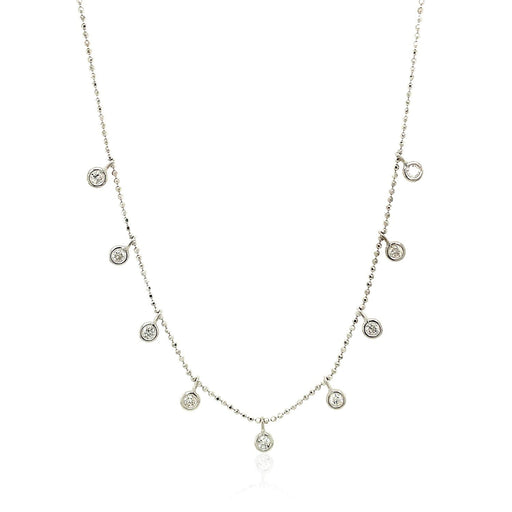 Bids.com 14k White Gold Necklace with Round Diamond Charms Necklaces White Smoke 16 / White Gold,18 / White Gold